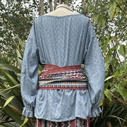 Medieval Shirt Round Neck in Blue Cotton