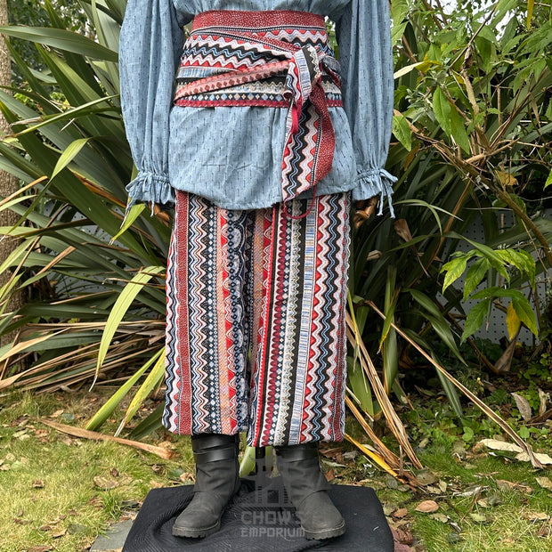 3 Pieces Light Grey & Multi Outfit (Tunic, Trousers & Sash)