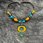 Bohemian Yellow and Turquoise Necklace