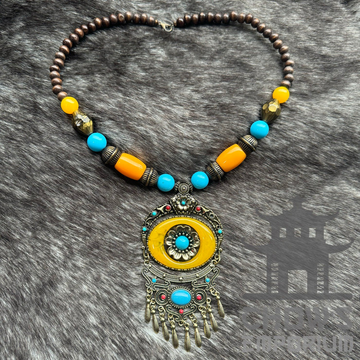 Bohemian Yellow and Turquoise Necklace