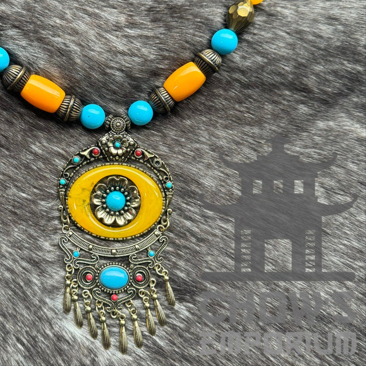 Bohemian Yellow and Turquoise Necklace