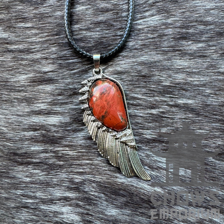 Bronze Lapis Lazuli and Feather Necklace