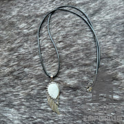 White Lapis Lazuli and Feather Necklace