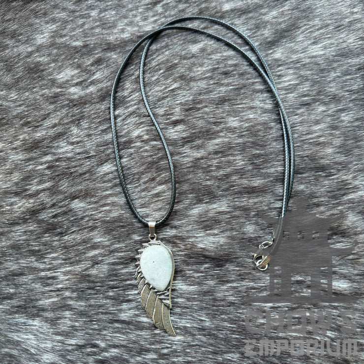 White Lapis Lazuli and Feather Necklace