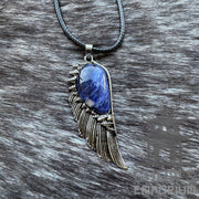 Blue Lapis Lazuli and Feather Necklace