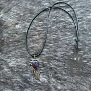 Purple Lapis Lazuli and Feather Necklace