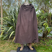 Brown Versatile 4-way wool cloak with a pointed hood, wind protection, and multiple styling options. Perfect for LARP, reenactment & historical costumes.