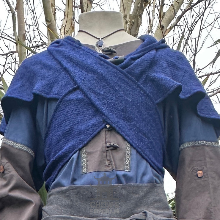 Blue Wool Wraparound Hood