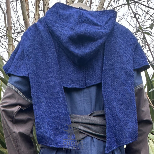 Blue Wool Wraparound Hood – LARP Costumes