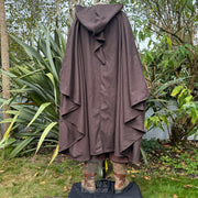 Brown Versatile 4-way wool cloak with a pointed hood, wind protection, and multiple styling options. Perfect for LARP, reenactment & historical costumes.