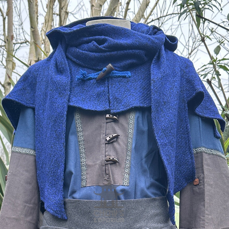 Blue Wool Wraparound Hood