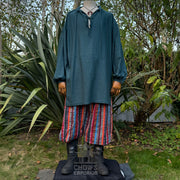 Medieval Shirt in Teal Cotton & Linen