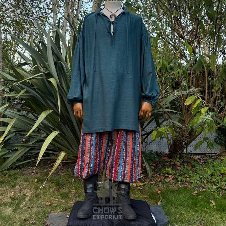 Medieval Shirt in Teal Cotton & Linen