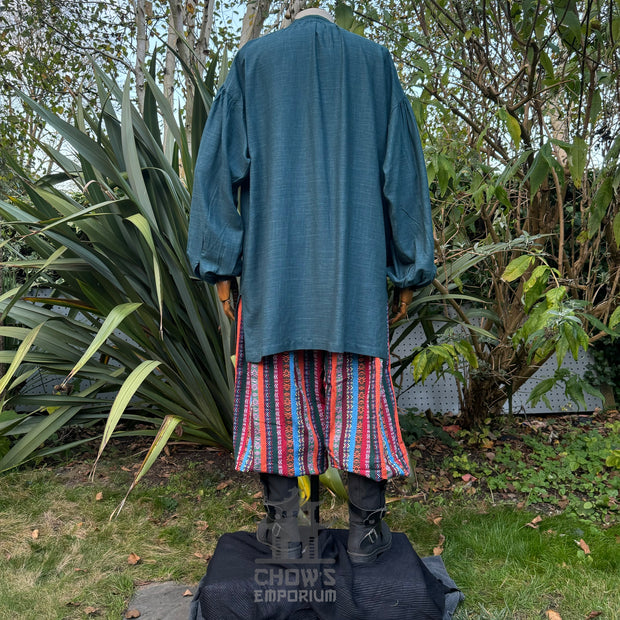 Medieval Shirt in Teal Cotton & Linen