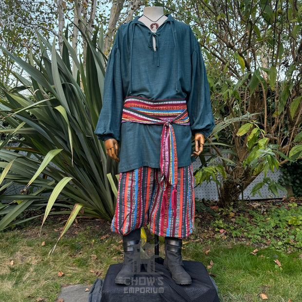 Medieval Shirt in Teal Cotton & Linen