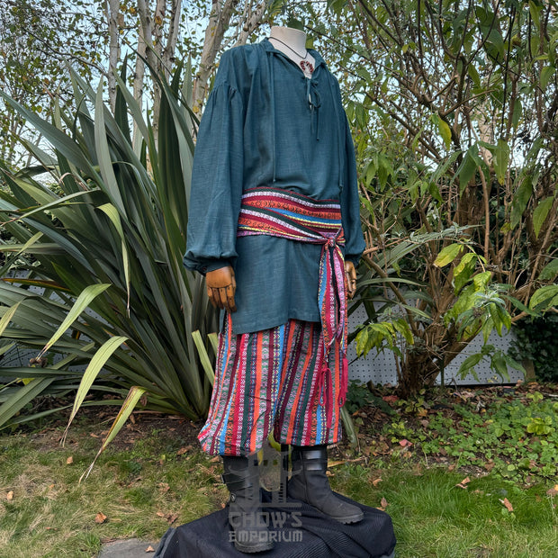 Medieval Shirt in Teal Cotton & Linen