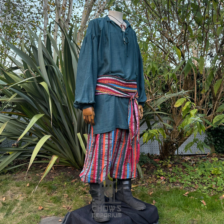 Medieval Shirt in Teal Cotton & Linen
