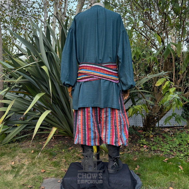Medieval Shirt in Teal Cotton & Linen