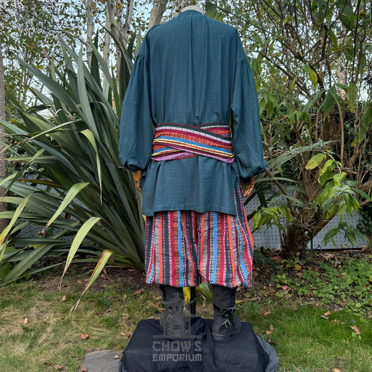Medieval Shirt in Teal Cotton & Linen
