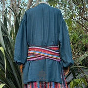 Medieval Shirt in Teal Cotton & Linen