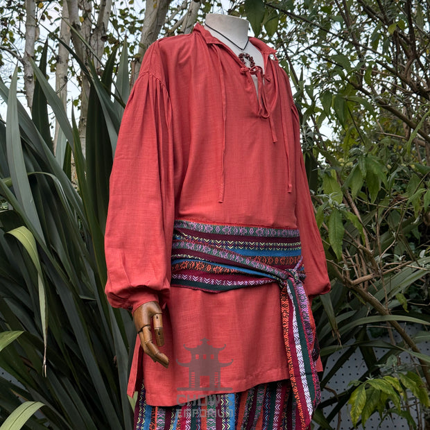 Medieval Shirt in Rust Cotton & Linen