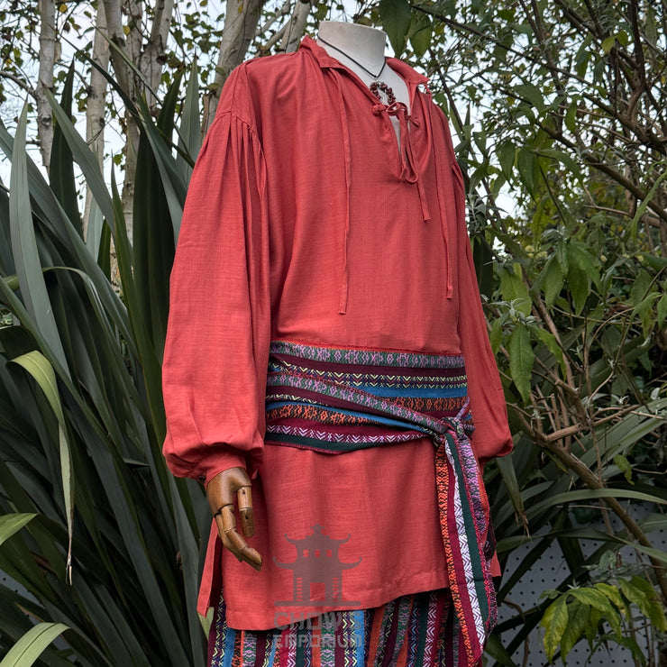 Medieval Shirt in Rust Cotton & Linen