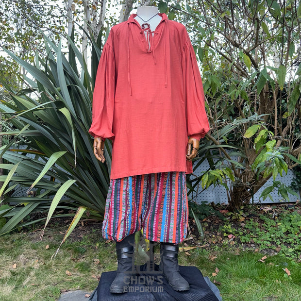 Medieval Shirt in Rust Cotton & Linen