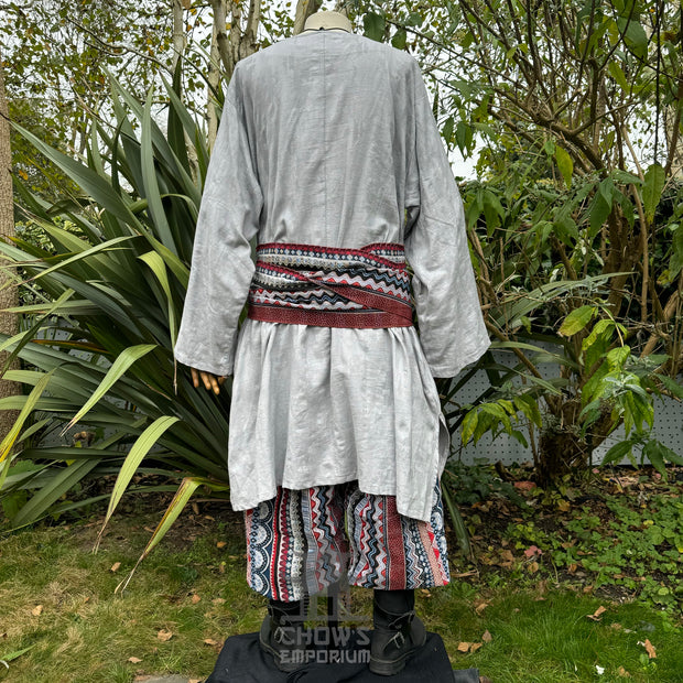 3 Pieces Light Grey & Multi Outfit (Tunic, Trousers & Sash)