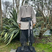Medieval Shirt in Light Grey Cotton & Linen