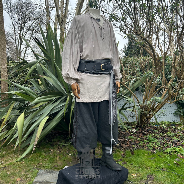 Medieval Shirt in Light Grey Cotton & Linen