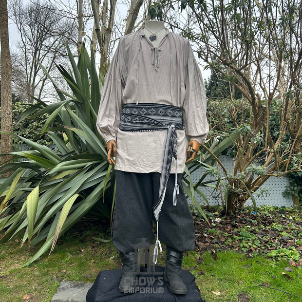 Medieval Shirt in Light Grey Cotton & Linen