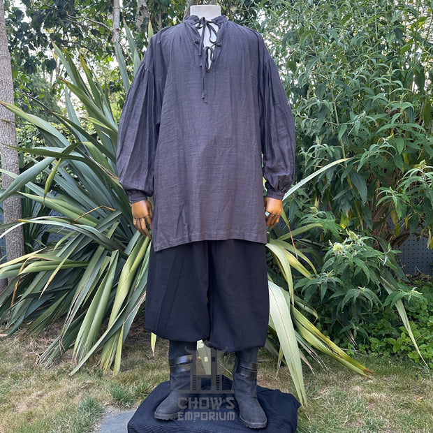 Medieval Shirt in  Dark Grey Cotton & Linen