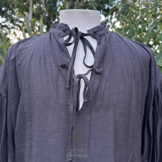 Medieval Shirt in  Dark Grey Cotton & Linen