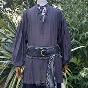 Medieval Shirt in  Dark Grey Cotton & Linen
