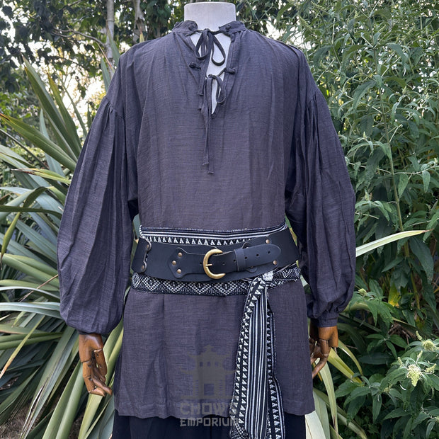 Medieval Shirt in  Dark Grey Cotton & Linen