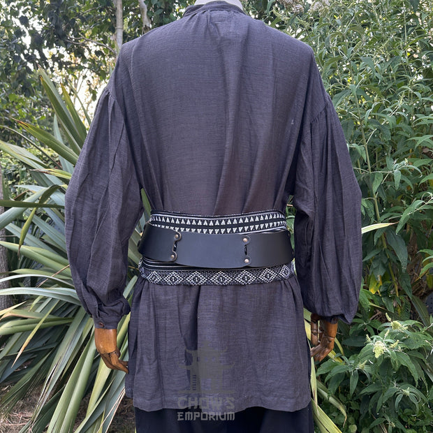 Medieval Shirt in  Dark Grey Cotton & Linen