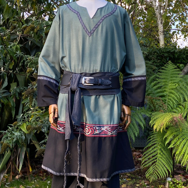 LARP Outfit 4 Pieces - Forest Druid - Ornate layered Jacket, Tunic, Pants, Hood