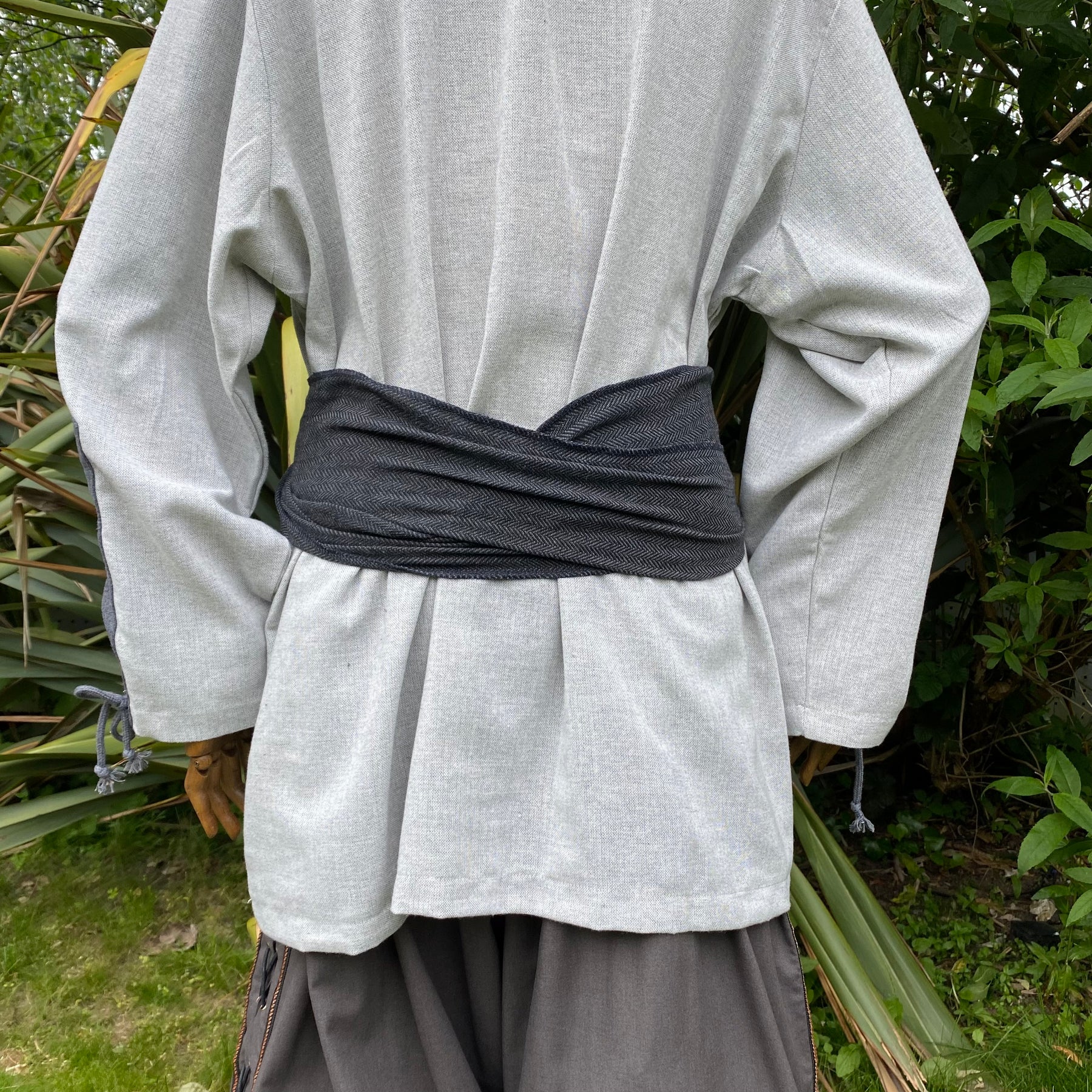 LARP Sash - Herringbone Black & Grey Wool – LARP Costumes