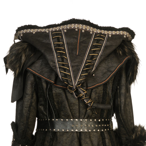 Ornate Faux Leather Hood (Black)