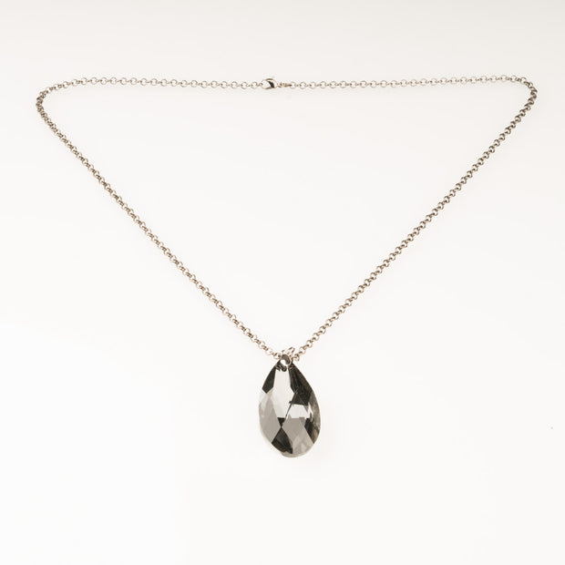 Crystal Cut Gemstone Necklace (Grey)