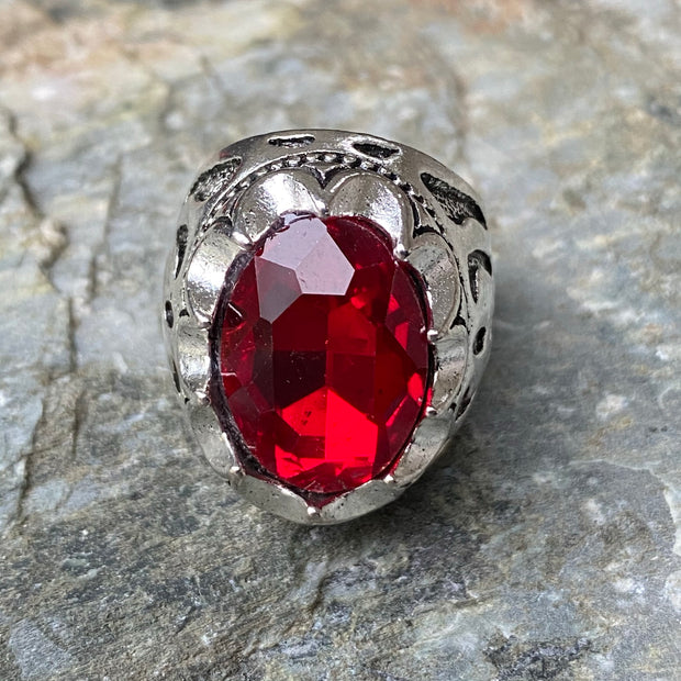 Gemstone Ring - Silver (Red)