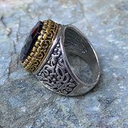 Gemstone Ring - Silver and Gold (Deep Purple)