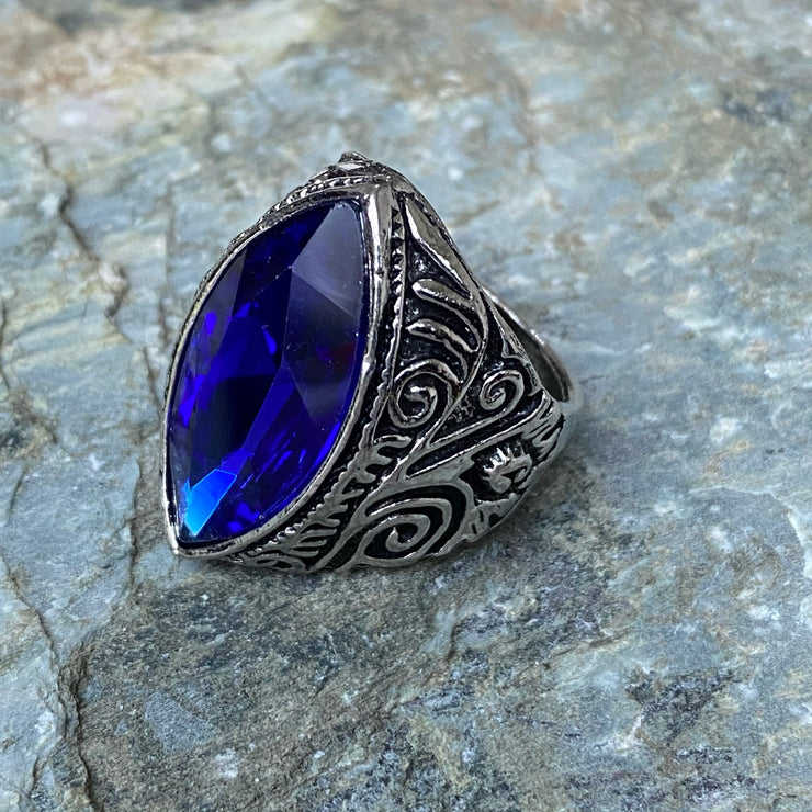 Gemstone Ring - Pointed Oval (Blue)