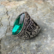 Gemstone Ring - Pointed Oval (Green)