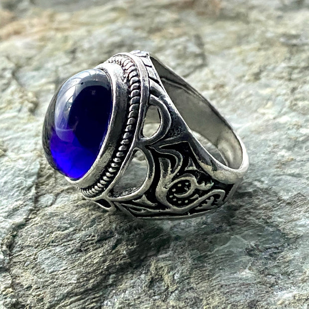 Gemstone Ring - Silver Filigree (Blue)