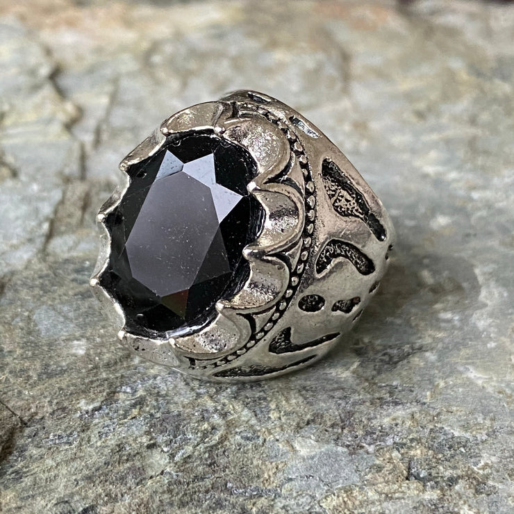 Gemstone Ring - Silver (Black)