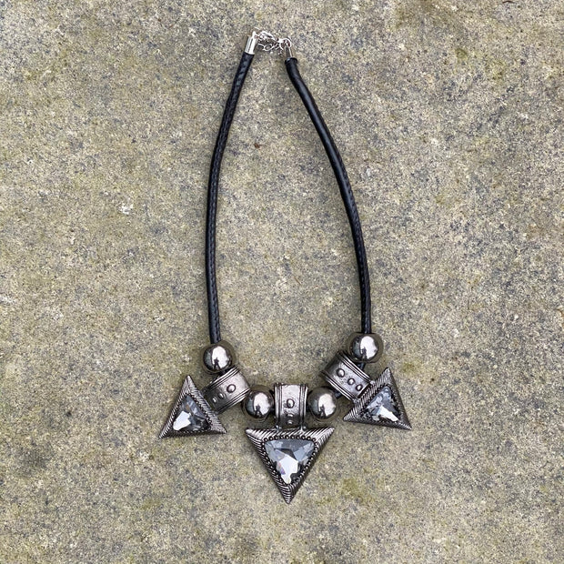 Triangular Gemstone Necklace - Clear