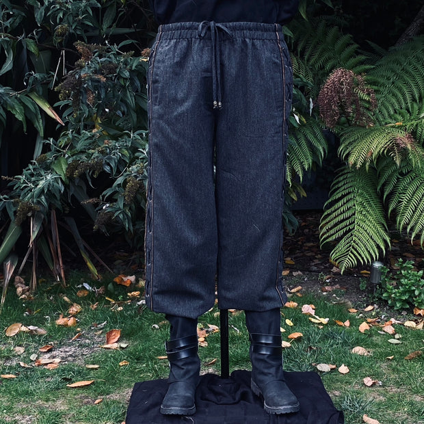 LARP Straight Leg Trousers With Side Lace And Braiding (Grey Wool)