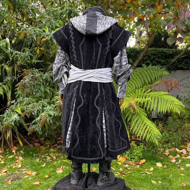 Panelled Waistcoat Suede Effect (Black)