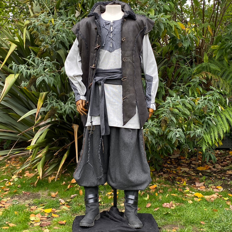 LARP Layered Leather Waistcoat (Black)